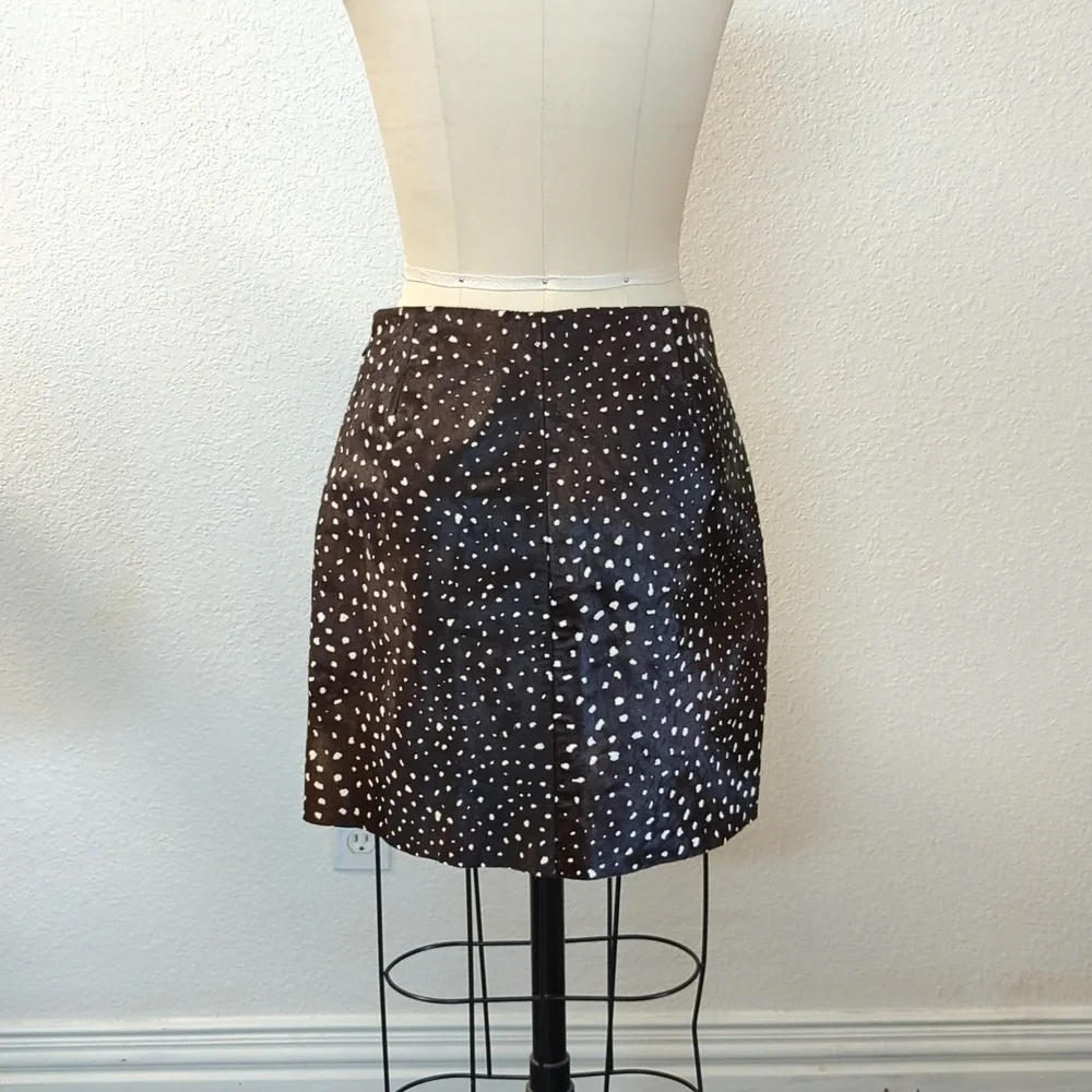 Kate Spade Leather Skirt Brown White 2 cow animal print western country mini